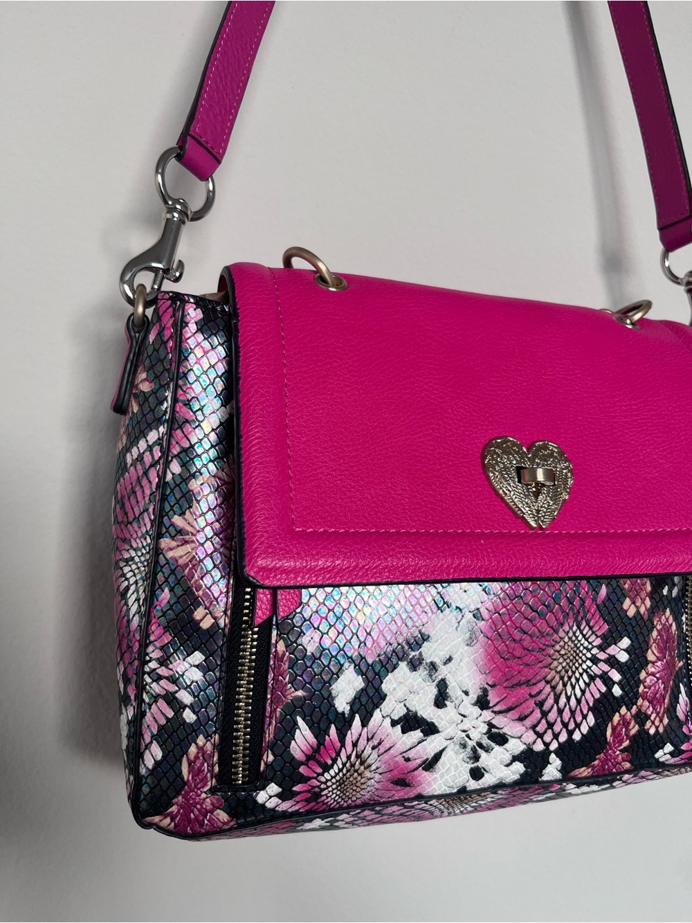 Betsy Johnson Iridescent Snakeskin Satchel - Picture 2 of 8